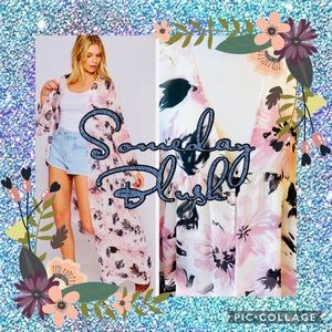 Someday Blush Large Sheer Pink/White Maxi Kimono